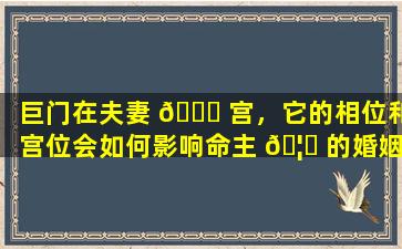 巨门在夫妻 🍁 宫，它的相位和宫位会如何影响命主 🦊 的婚姻